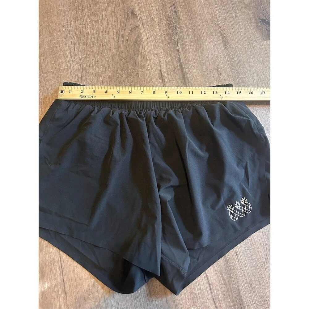 Womens Athletic Running Shorts Black Size L Built-In Liner Drawstring